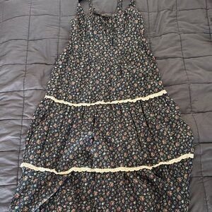 Floral Sleeveless Dress with Lace Trim